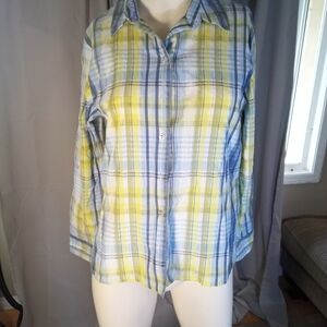 Alia Blue and Yellow Casual Button Down Shirt